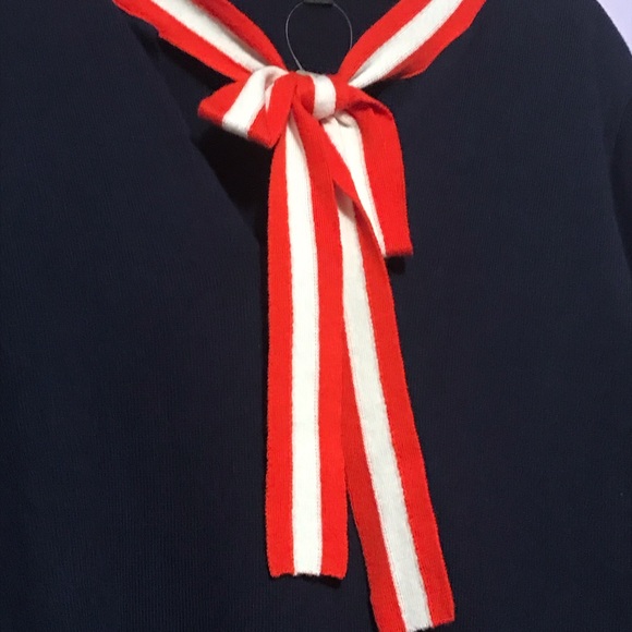 J CREW ALICE NECK TIE NAVY BLUE LIGHTWEIGHT KNIT DRESS SIZE LARGE - Picture 4 of 8